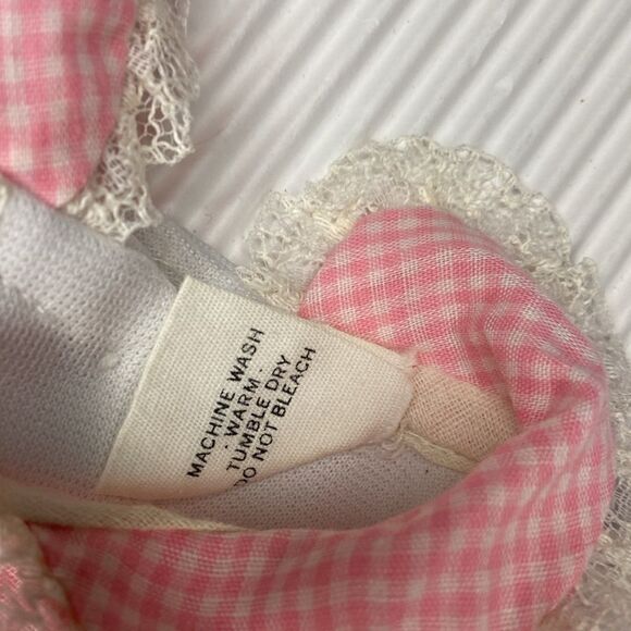 Vintage Precious Moments Newborn Romper Pink and white gingham - Picture 5 of 7